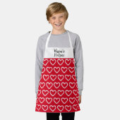 Niedliche Valentine Rotes weißes Herzmuster Name K Schürze (Getragen)
