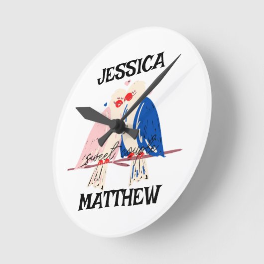 niedliche Valentine, süß für Paare Runde Wanduhr (Winkel)