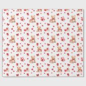 Niedliche Valentine Teddies mit rotem Herzen Geschenkpapier (Flach)