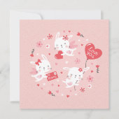 Niedliche Valentinengel auf rosa Mitteilungskarte (Vorderseite)