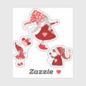 Niedliche Valentinenzwerge Aufkleber (Blatt)