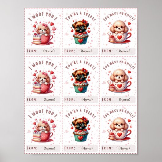 Niedliche Valentinerkarte für Kinder Poster (Vorne)