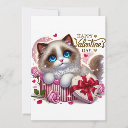 Niedliche Valentinerkatze Feiertagskarte (Vorderseite)