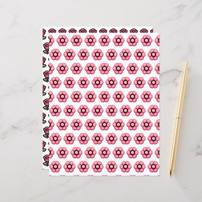 Niedliche Valentines Muster Scrapbook Paper (Vorderseite/Rückseite Beispiel)
