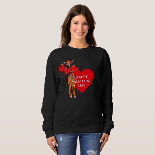 Niedliche Valentingiraffe mit Herzblasen Sweatshirt (Vorne ganz)