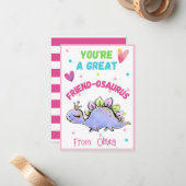 Niedliche Valentinkarte für Kid Friend-Osaurs Mitteilungskarte (Vorderseite/Rückseite Beispiel)