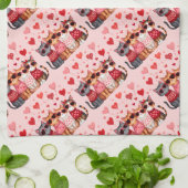 Niedliche Valentinkatzen in Herzsonnenbrille Geschirrtuch (Gefaltet)