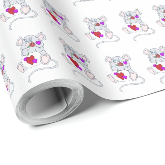 Niedliche Valentinmouse Geschenkpapier (Rolleneckpunkt)