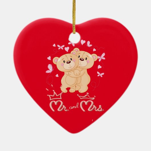 Niedliche Valentinpaare Keramik Keramik Ornament (Hinten)