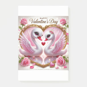 Niedliche Valentinsche Rosa-Schwan-Post-It-Notes Post-it Klebezettel