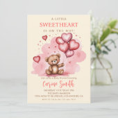 Niedliche Valentinstag Babydusche Bärenherzen Einladung (Stehend Vorderseite)