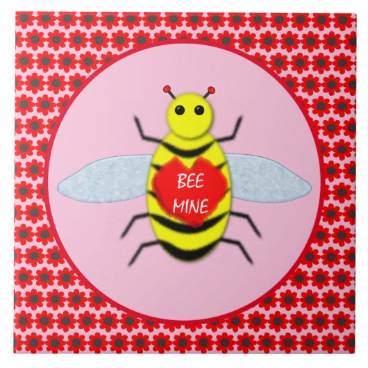 Niedliche Valentinstag-Biene Fliese (Vorderseite)