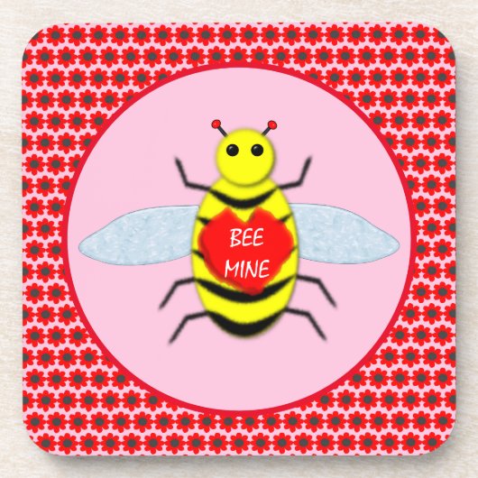 Niedliche Valentinstag-Biene Getränkeuntersetzer (Vorderseite)