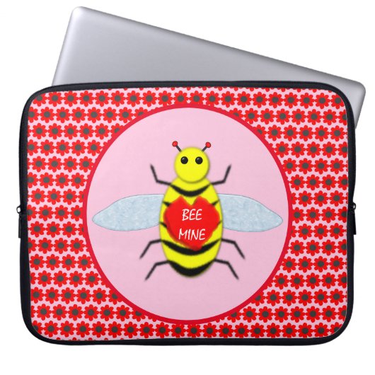 Niedliche Valentinstag-Biene Laptopschutzhülle (Vorderseite)