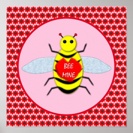 Niedliche Valentinstag-Biene Poster (Vorne)