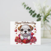 Niedliche Valentinstag Bulldogge Feiertagspostkarte (Stehend Vorderseite)