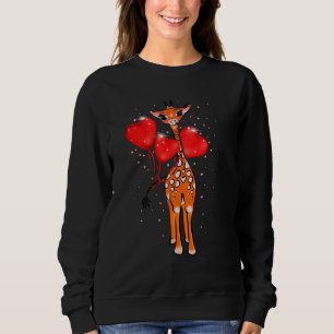 Niedliche Valentinstag-Giraffe Herzblasen Sweatshirt