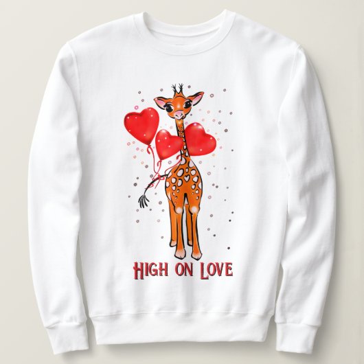 Niedliche Valentinstag-Giraffe Herzblasen Sweatshirt (Design vorne)