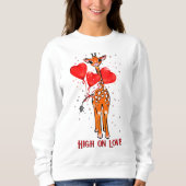 Niedliche Valentinstag-Giraffe Herzblasen Sweatshirt (Vorderseite)