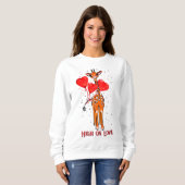 Niedliche Valentinstag-Giraffe Herzblasen Sweatshirt (Vorne ganz)