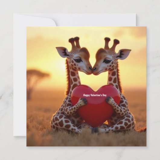 Niedliche Valentinstag-Giraffen Feiertagskarte (Vorderseite)