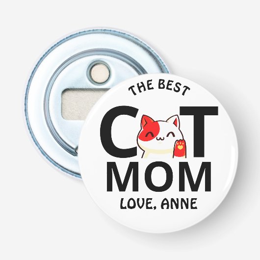 niedliche Valentinstag-Katze-Mama personalisieren Flaschenöffner (Vorderseite)