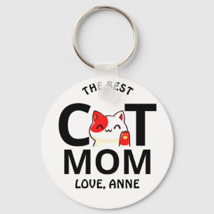niedliche Valentinstag-Katze-Mama personalisieren Schlüsselanhänger