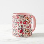 Niedliche Valentinstag Katze Tasse - Geschenk für (VorderseiteRechts)