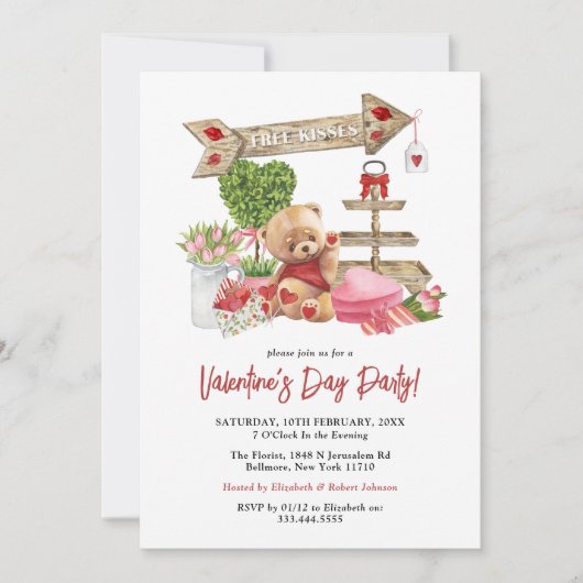 Niedliche Valentinstag-Party Einladung (Vorderseite)