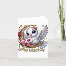 Niedliche Valentinstag-Taube geklappte Ferienkarte Feiertagskarte