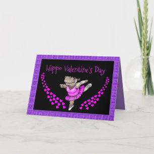 Niedliche Valentintagskarte mit Hippo Ballerina Karte