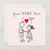 Niedliche Valentintagskarte mit Individuelle Name (Vorne/Hinten)