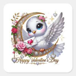 Niedliche Valentintagskarte Quadratischer Aufkleber