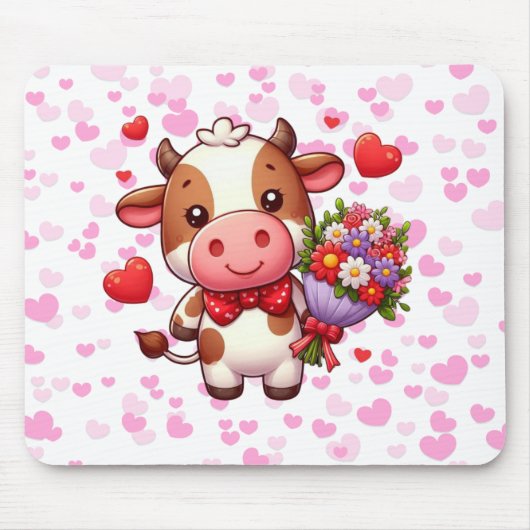 Niedliche Valentintagskuh Mousepad (Vorne)