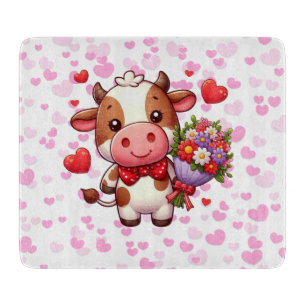 Niedliche Valentintagskuh Schneidebrett