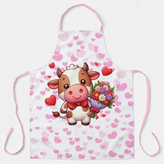 Niedliche Valentintagskuh Schürze (Vorderseite)