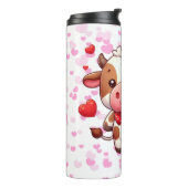 Niedliche Valentintagskuh Thermosbecher (Nach links gedreht)