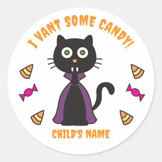 Niedliche Vampire Cat Stickers (Vorderseite)