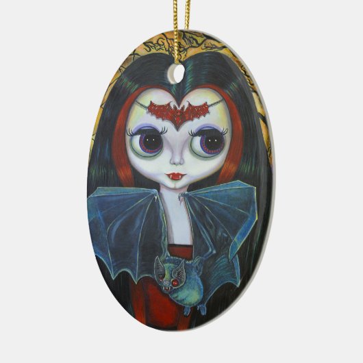 Niedliche Vampire-Puppe mit Schläger-Verzierung Keramik Ornament (Links)