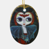 Niedliche Vampire-Puppe mit Schläger-Verzierung Keramik Ornament (Hinten)