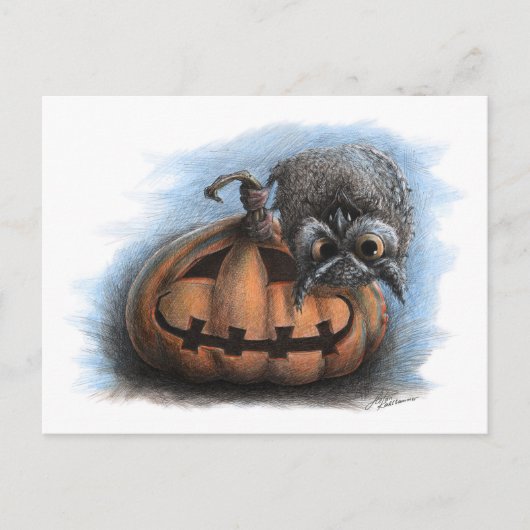 Niedliche Vampirschale auf Kürbiskahn - Halloween- Postkarte (Vorderseite)