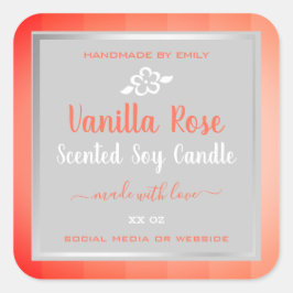 Niedliche Vanilla Rose Rosa Produktverpackungsmark Quadratischer Aufkleber