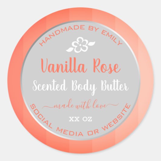Niedliche Vanilla Rose Rosa Produktverpackungsmark Runder Aufkleber (Vorderseite)