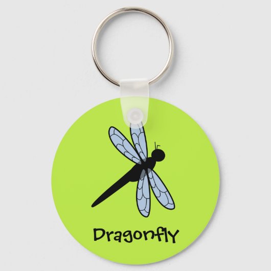 Niedliche Vector Dragonfly (Grüner Hintergrund) Schlüsselanhänger (Vorderseite)