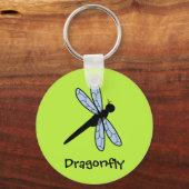 Niedliche Vector Dragonfly (Grüner Hintergrund) Schlüsselanhänger (Vorderseite)