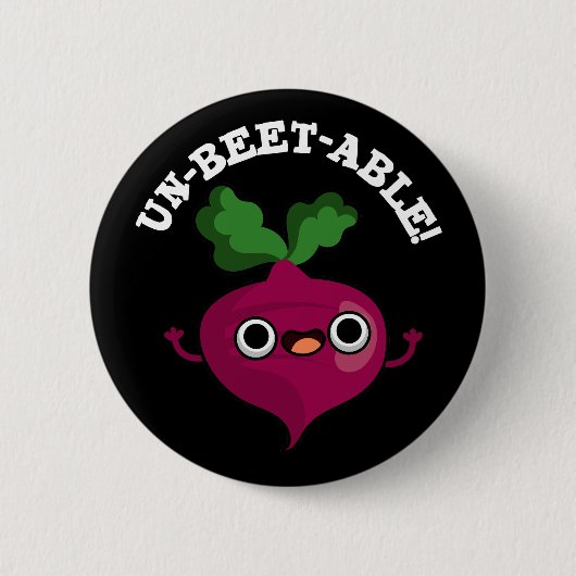 Niedliche Veggie Beet Pun Dark BG Button (Vorderseite)
