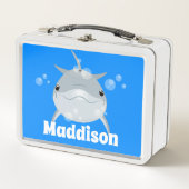 Niedliche Veranschaulichung des Cartoon-Delfins Metall Brotdose (Vorderseite)