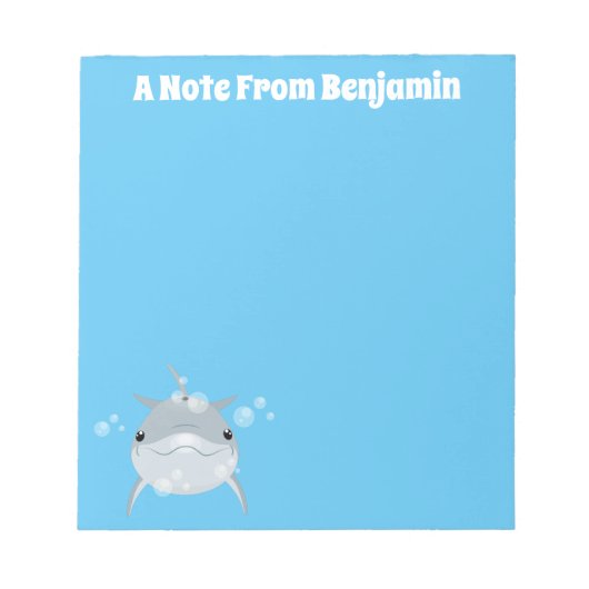 Niedliche Veranschaulichung des Cartoon-Delfins Notizblock (Vorderseite)