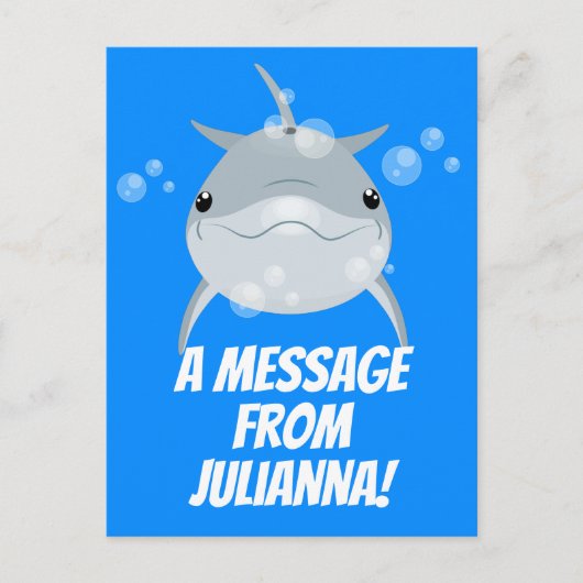 Niedliche Veranschaulichung des Cartoon-Delfins Postkarte (Vorderseite)