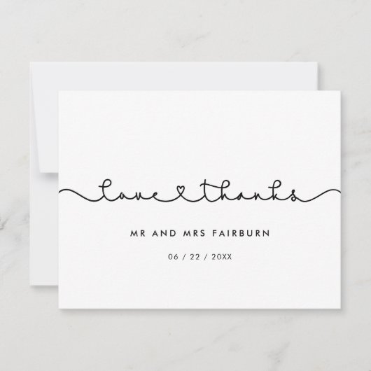 Niedliche Verbindung Schriftart Hochzeit Liebe & d Dankeskarte (Vorderseite)